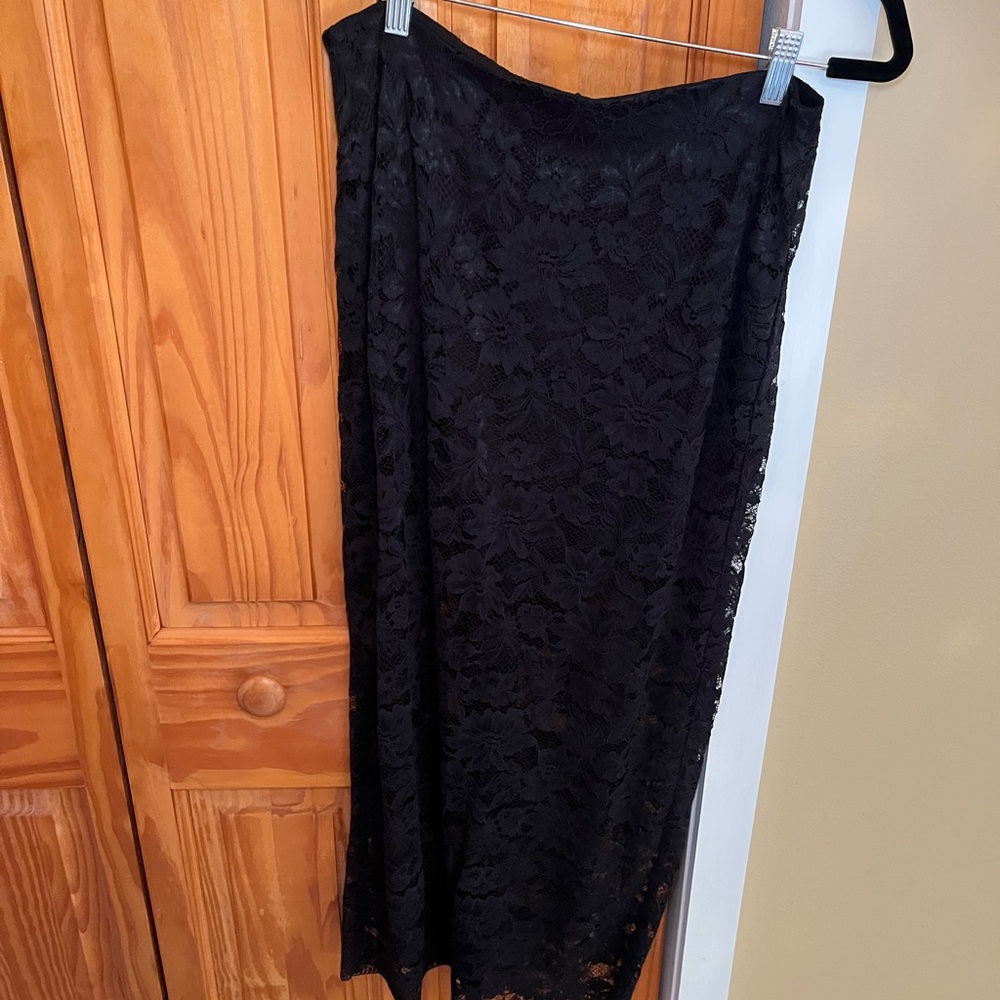 Zara Black Lace Maxi Skirt Size Large